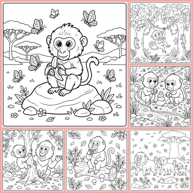Baboon coloring page collection cover