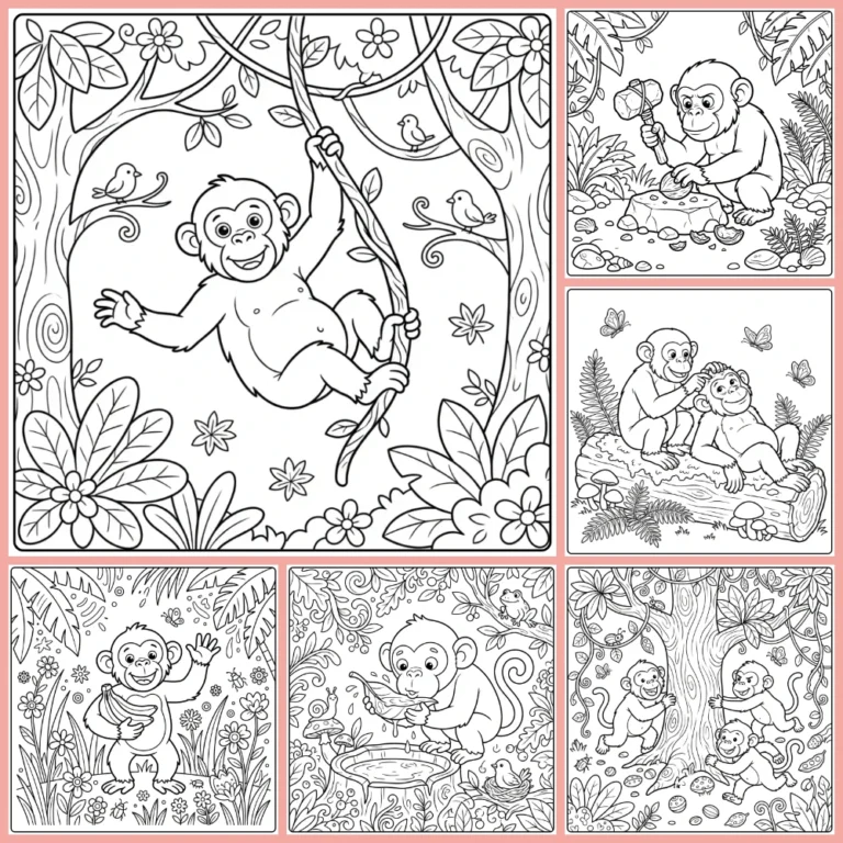 Chimpanzee coloring page collection cover