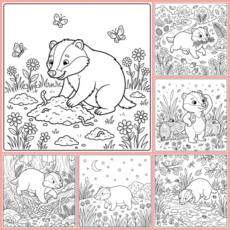 Badger coloring page collection cover