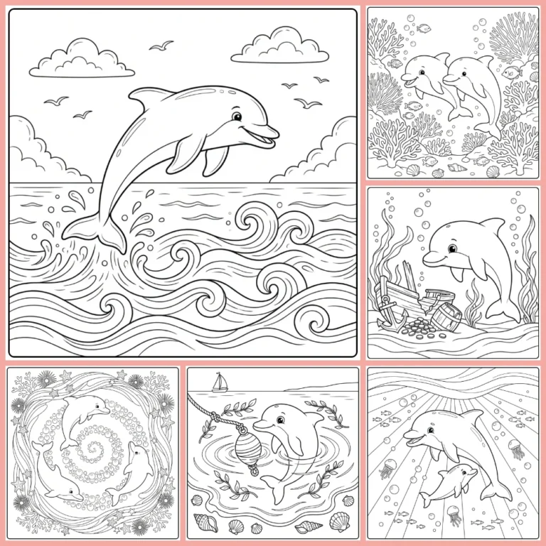 Dolphin coloring page collection cover