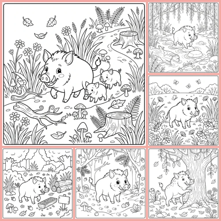 Wild boar coloring page collection cover