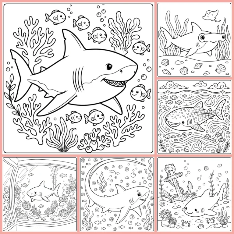 Shark coloring page collection cover