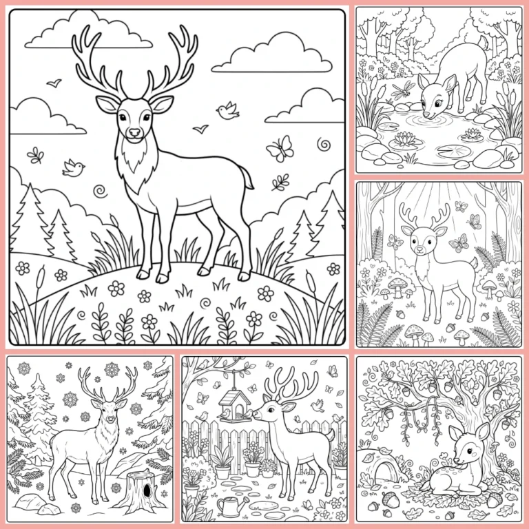 Deer coloring page collection cover