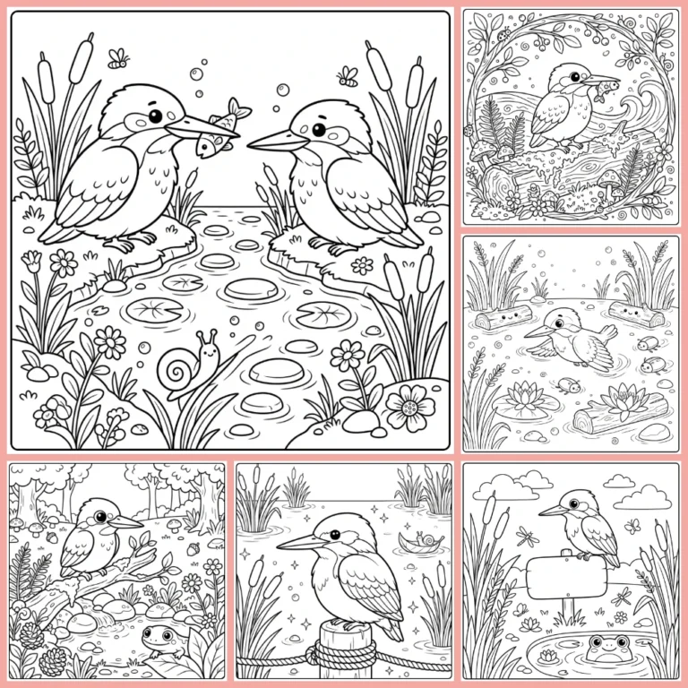 Kingfisher coloring page collection cover