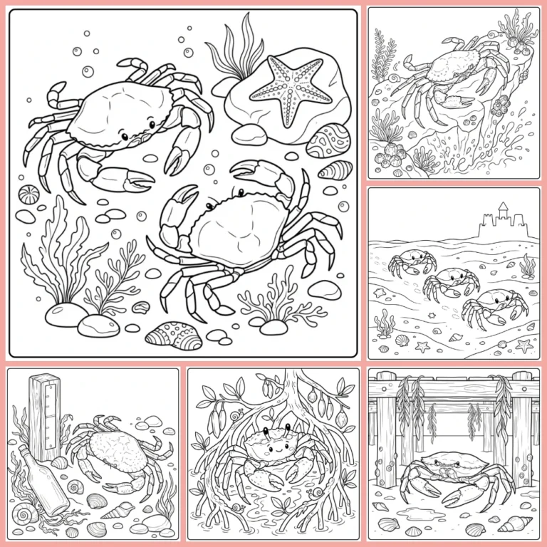 Crab coloring page collection cover