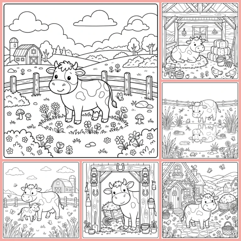 Cow coloring page collection cover