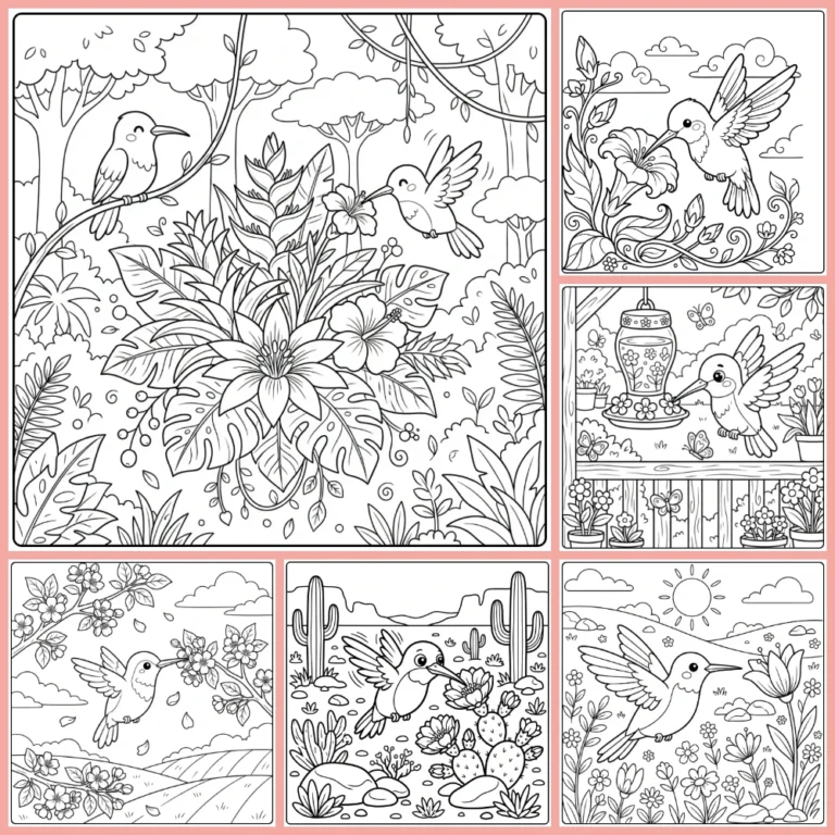 Hummingbird coloring page collection cover