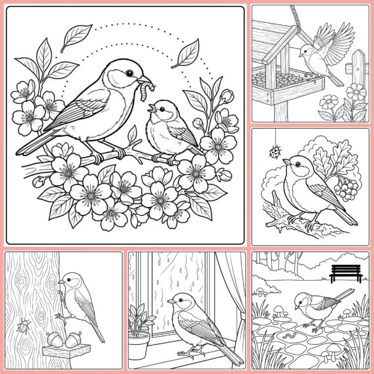 Great tit coloring page collection cover