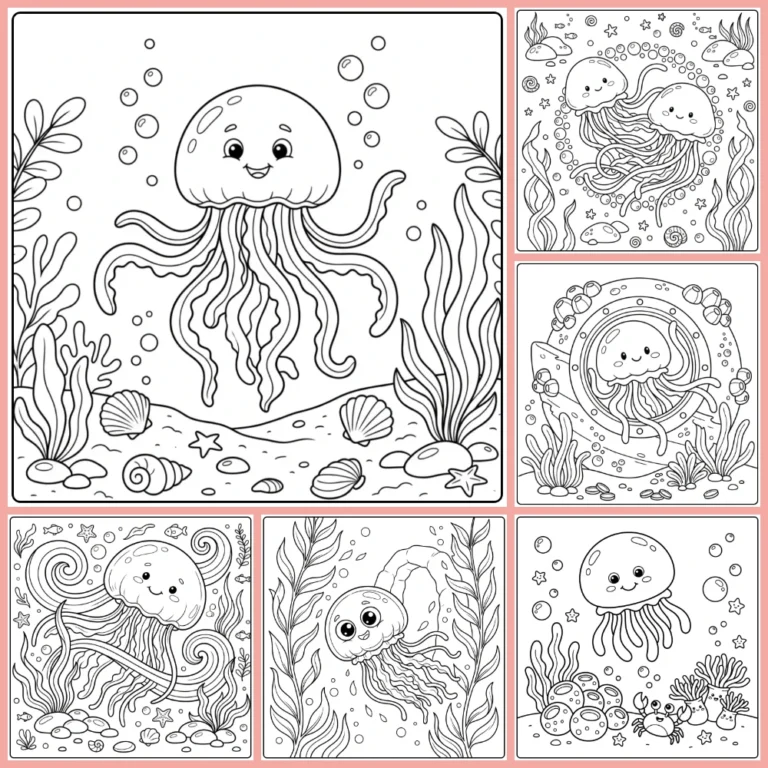 Jellyfish coloring page collection cover