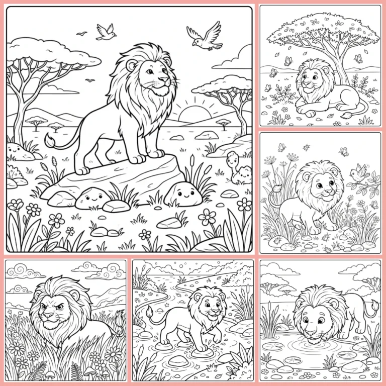 Lion coloring page collection cover
