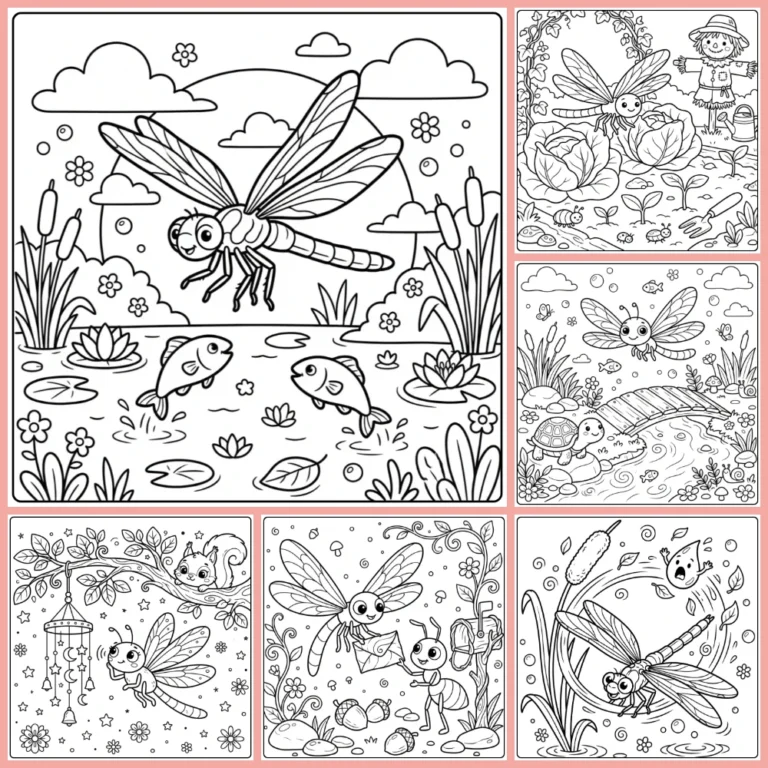 Dragonfly coloring page collection cover
