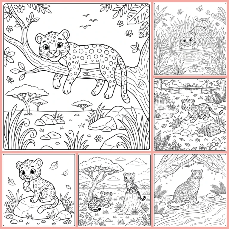 Leopard coloring page collection cover