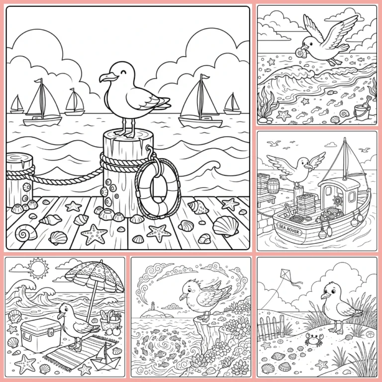 Seagull coloring page collection cover