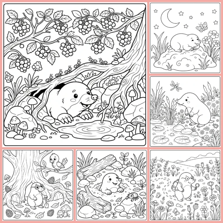 Mole coloring page collection cover