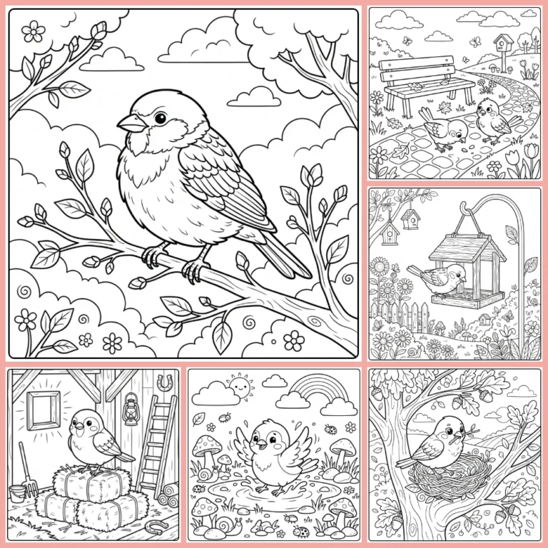 Sparrow coloring page collection cover