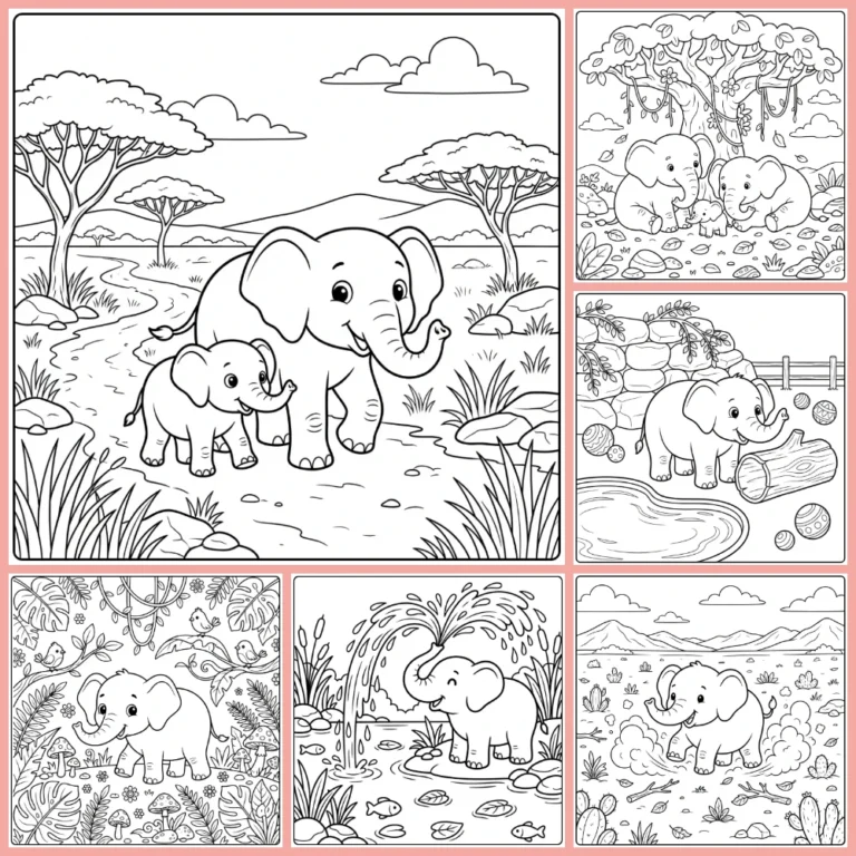 Elephant coloring page collection cover