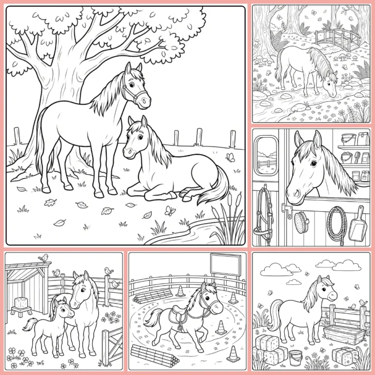 Horse coloring page collection cover