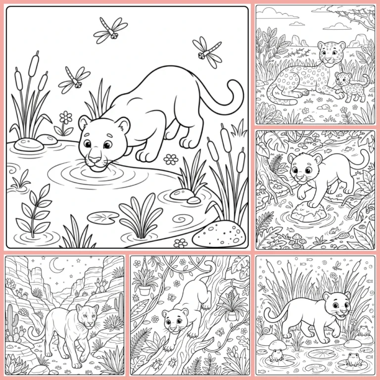 Panther coloring page collection cover