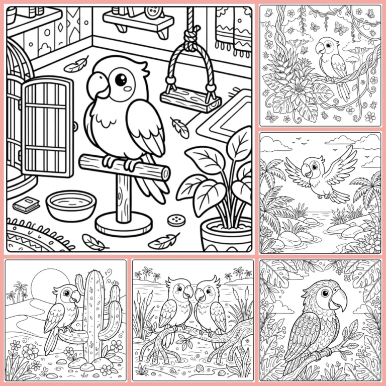 Parrot coloring page collection cover