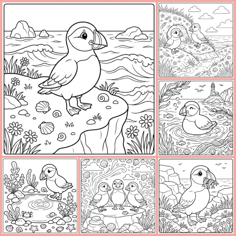 Puffin coloring page collection cover