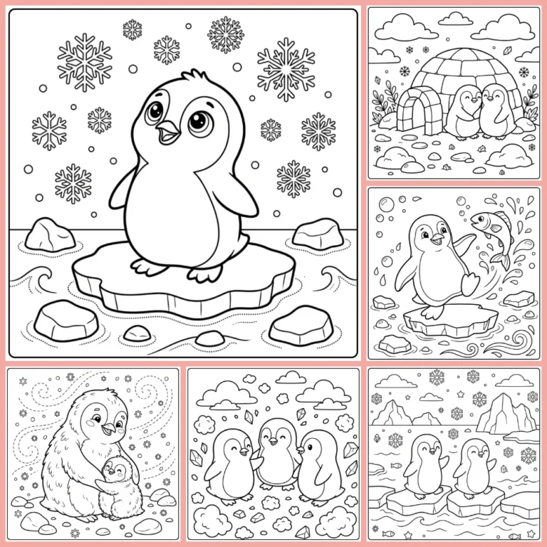 Penguin coloring page collection cover