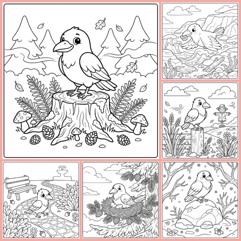 Raven coloring page collection cover
