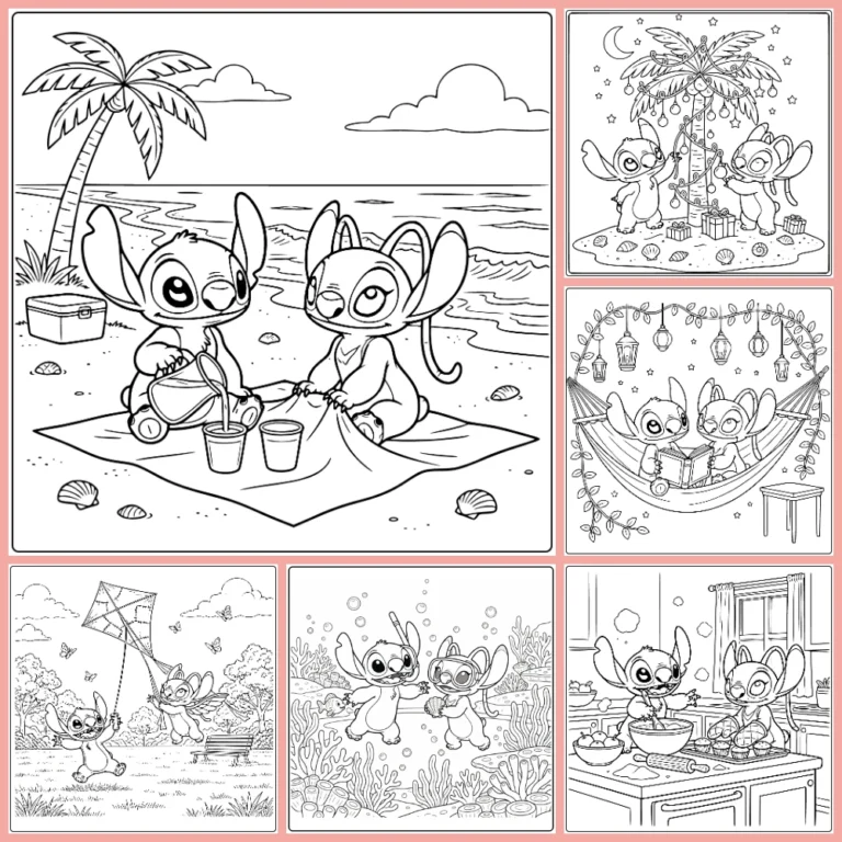 Stitch and Angel coloring page collection cover