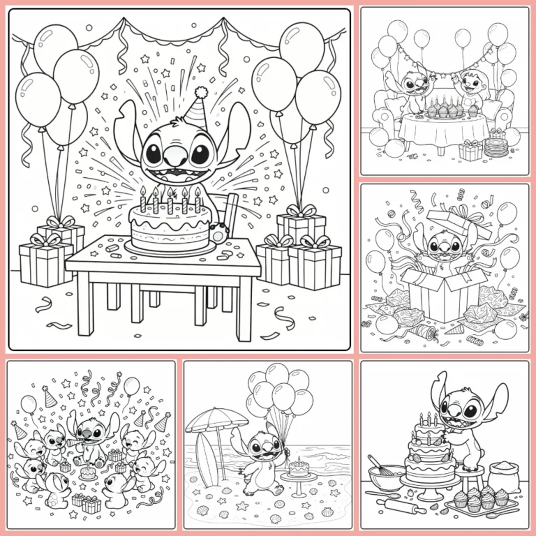 Stitch birthday coloring page collection cover
