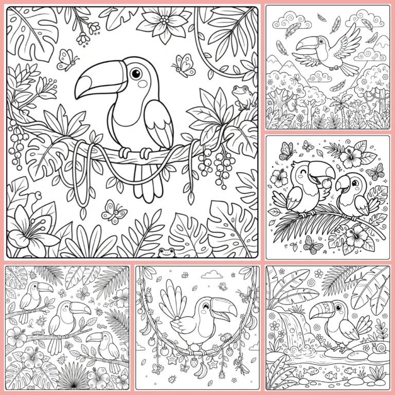 Toucan coloring page collection cover