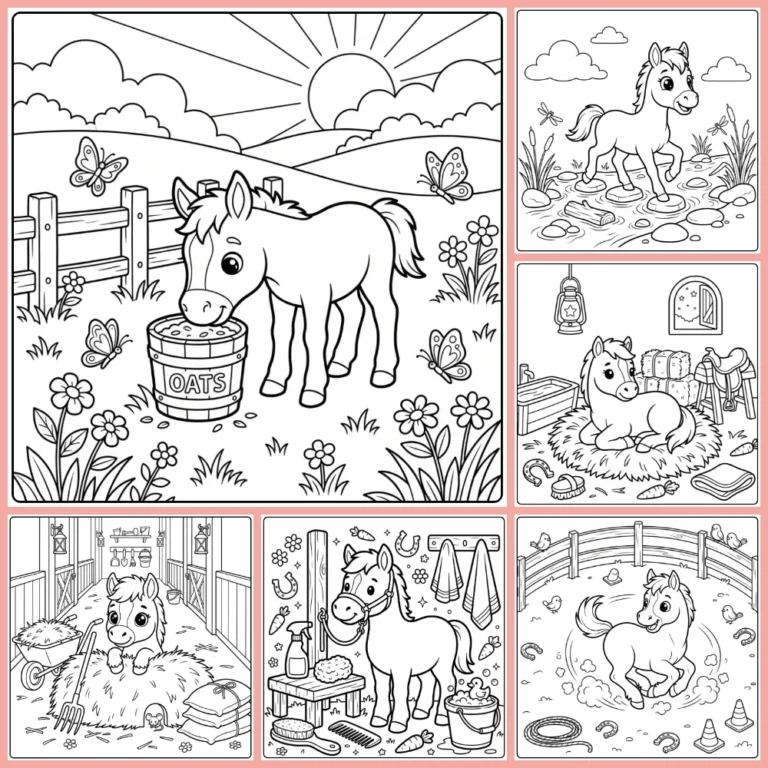 Foal coloring page collection cover