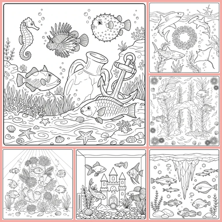 Fish coloring page collection cover