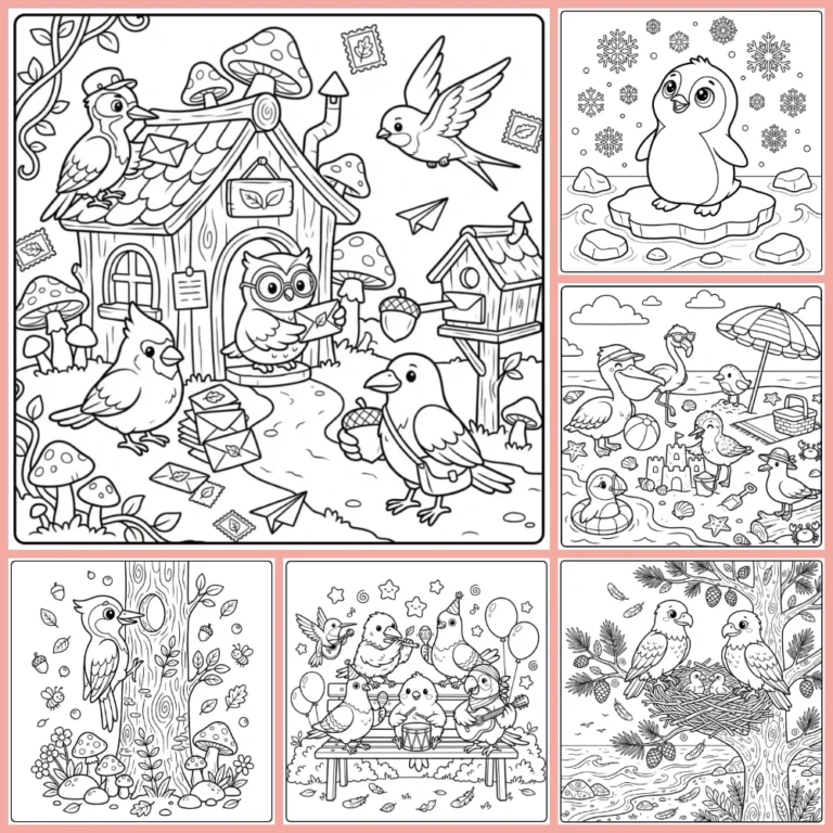 Bird coloring page collection cover