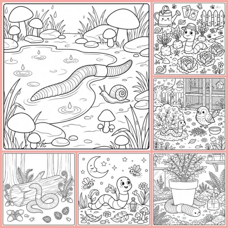 Worm coloring page collection cover