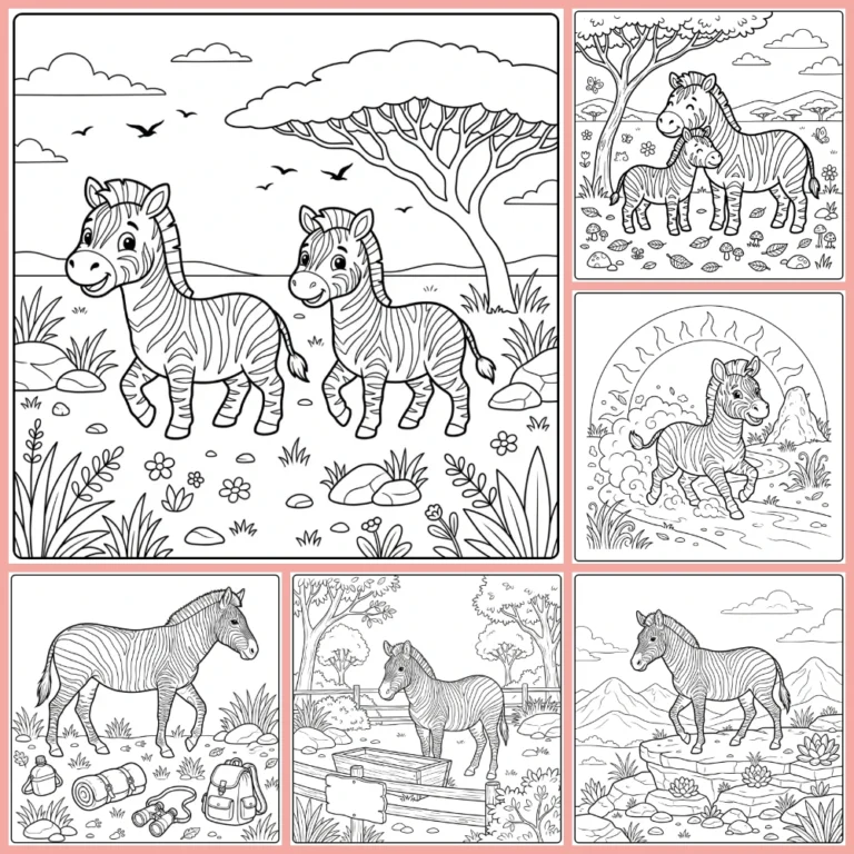 Zebra coloring page collection cover