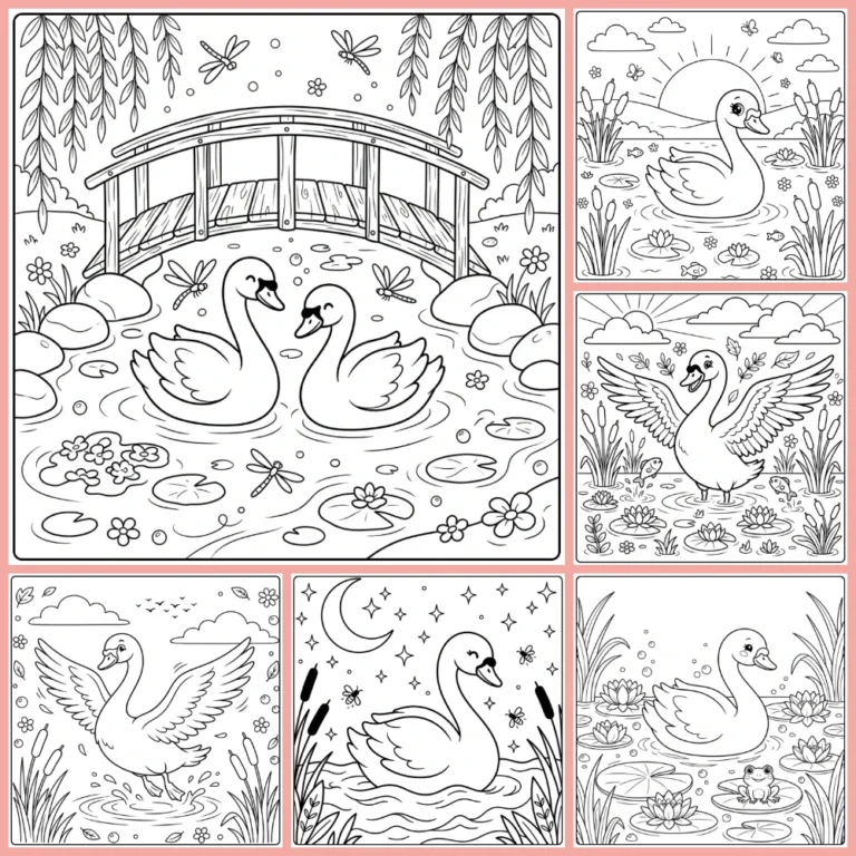 Swan coloring page collection cover