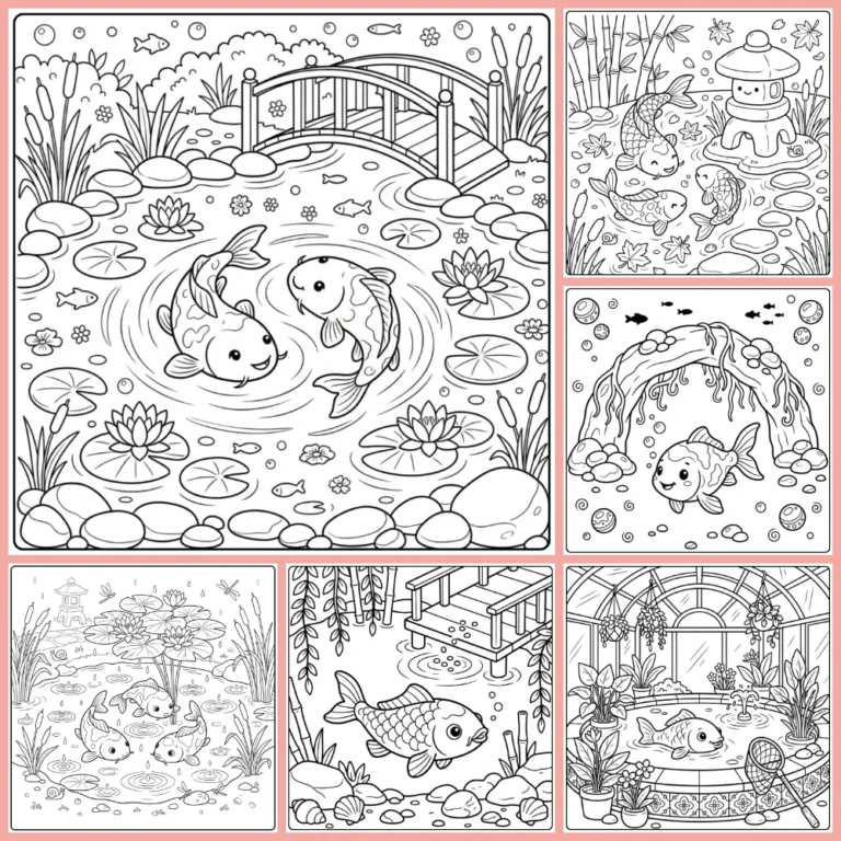 Koi carp coloring page collection cover