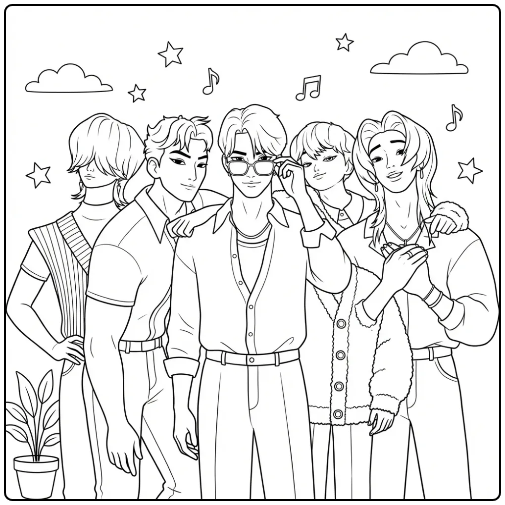 KPop Demon Hunters printable coloring page
