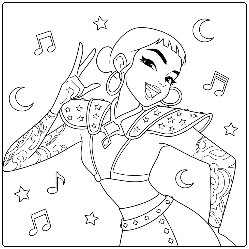 KPop Demon Hunters Zoey coloring page