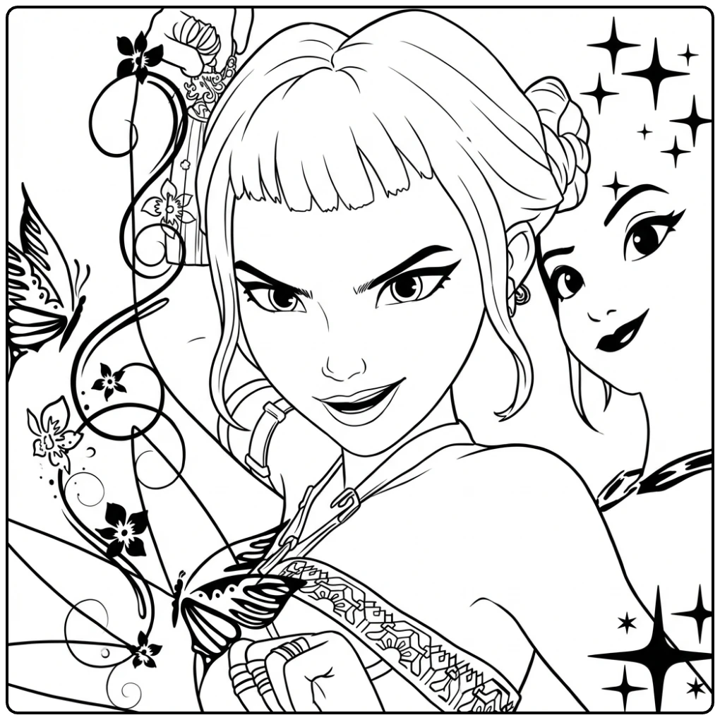 KPop Demon Hunters Zoey for Fans coloring page