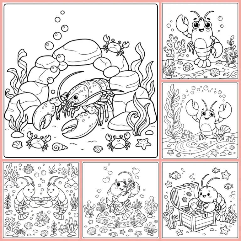 Lobster coloring page collection cover
