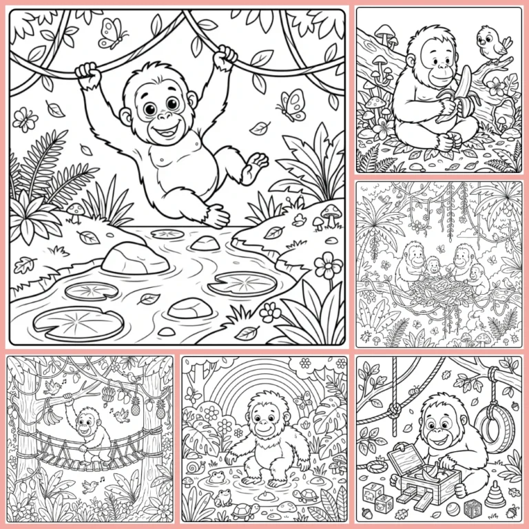 Orangutan coloring page collection cover