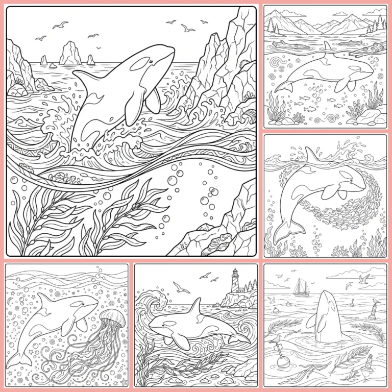 Orca coloring page collection cover