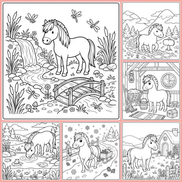 Fjord horse coloring page collection cover