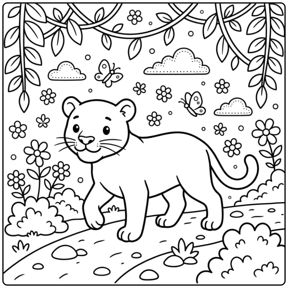 Panther Easy coloring page