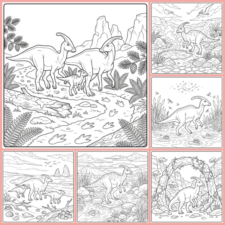 Parasaurolophus coloring page collection cover