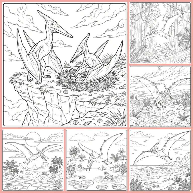 Pterodactylus coloring page collection cover