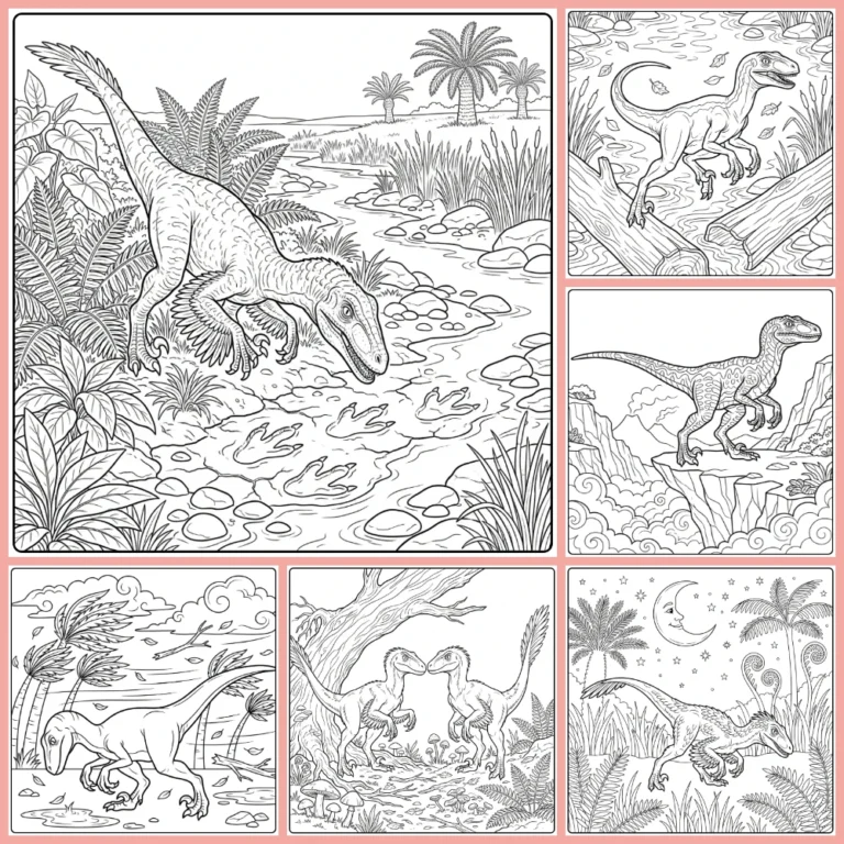 Velociraptor coloring page collection cover