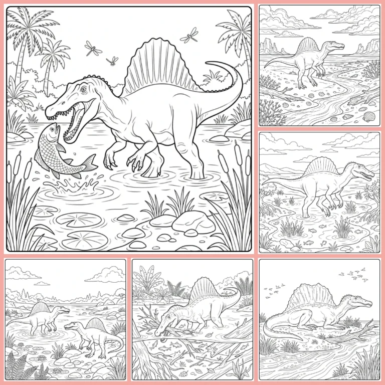 Spinosaurus coloring page collection cover