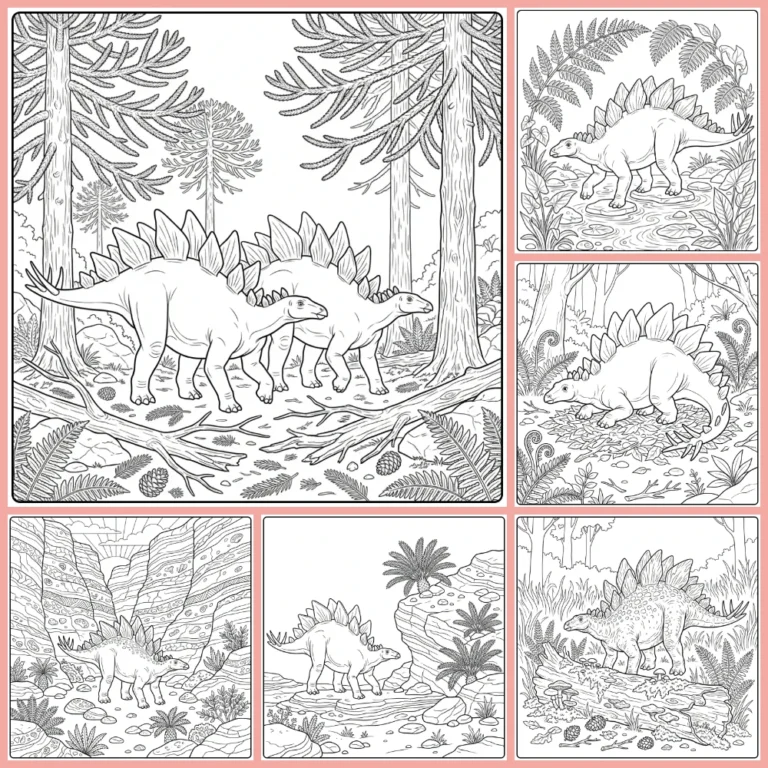 Stegosaurus coloring page collection cover