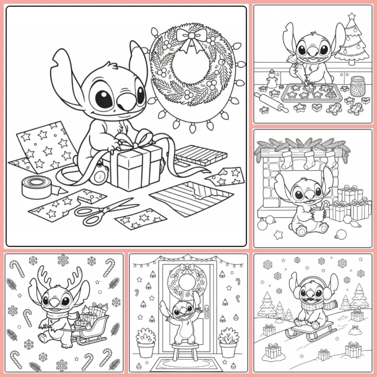 Stitch Christmas coloring page collection cover